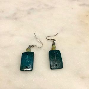 Blue and green dangly earrings